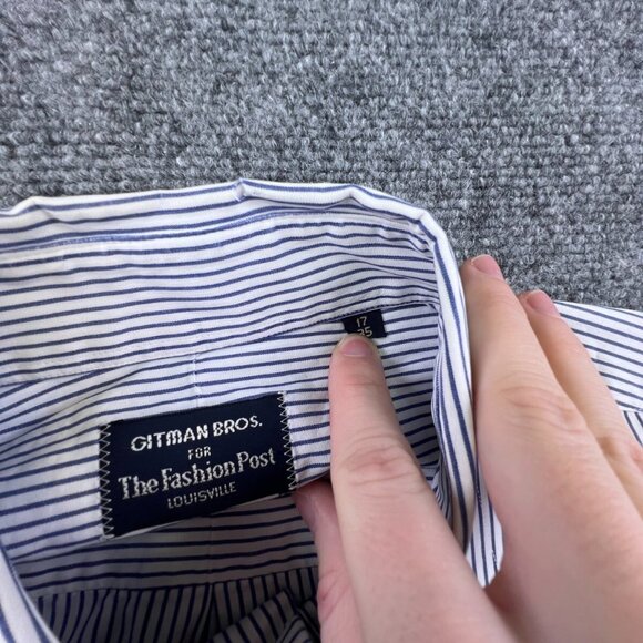 Gitman Bros Button Up Shirt Blue White Striped Fashion Post Louisville 17 35 - Picture 7 of 12